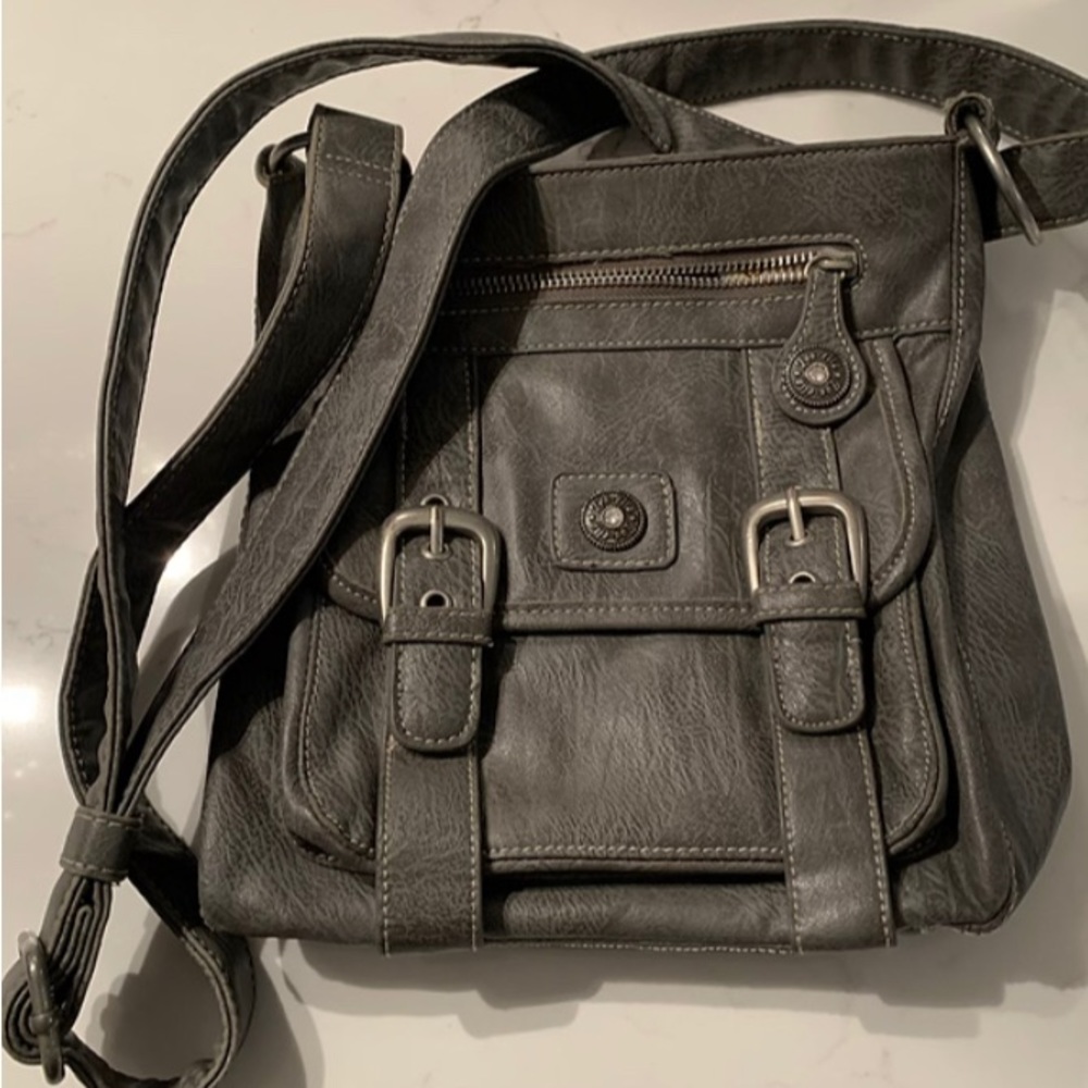 LOU-ELLA Adjustable Strap Crossbody Charcoal Gray Purse